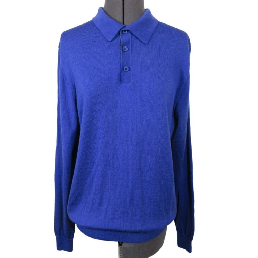 Paul Fredrick merino wool‎ three button polo sweater